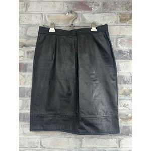 Vintage 80s-90s Express black leather‎ pencil skirt Size 11